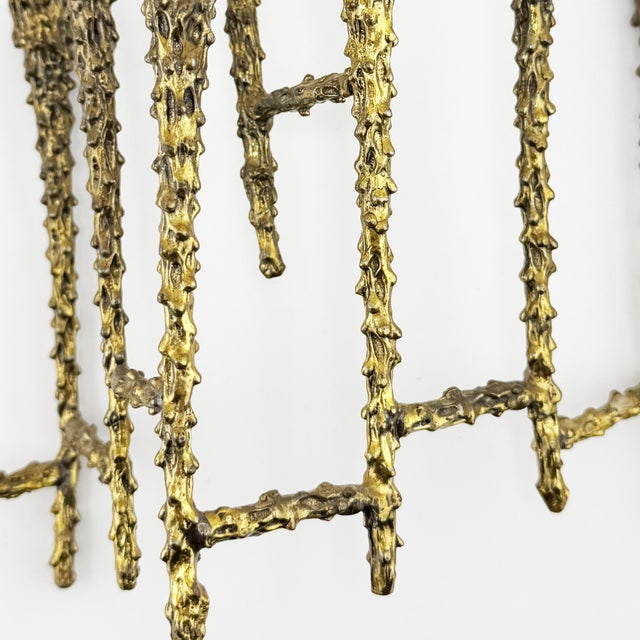 Mid 20th Century Brutalist Nine-Light Candelabra Menorah With Sculptural Molten Gold Metal After Paul Evans For Sale In Oklahoma City - Image 6 of 8