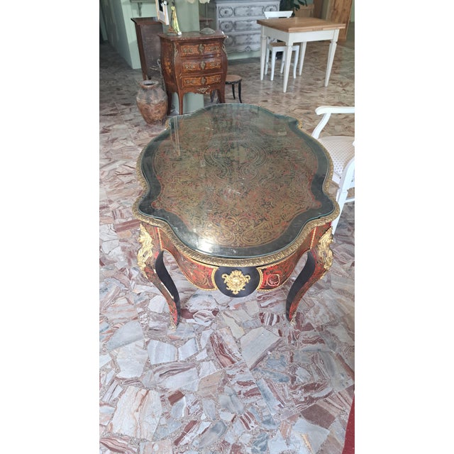 French Boulle Table, 1890s, in Worn conditions. Designed before 1890