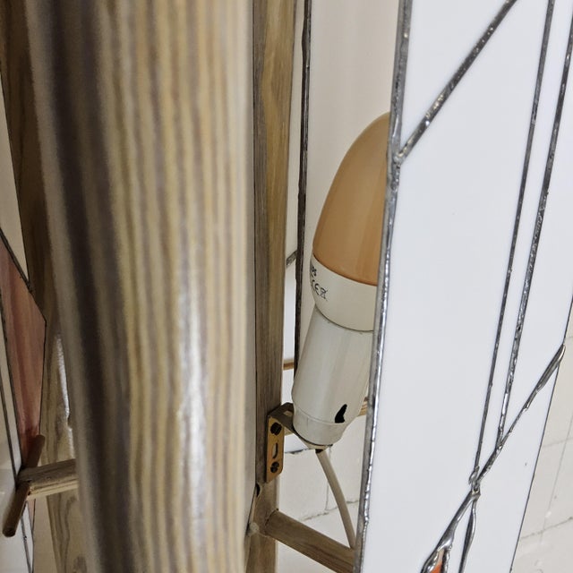 Vintage Hand-Made Japandi Light with Stained Glass Shade, 1960s For Sale - Image 16 of 18