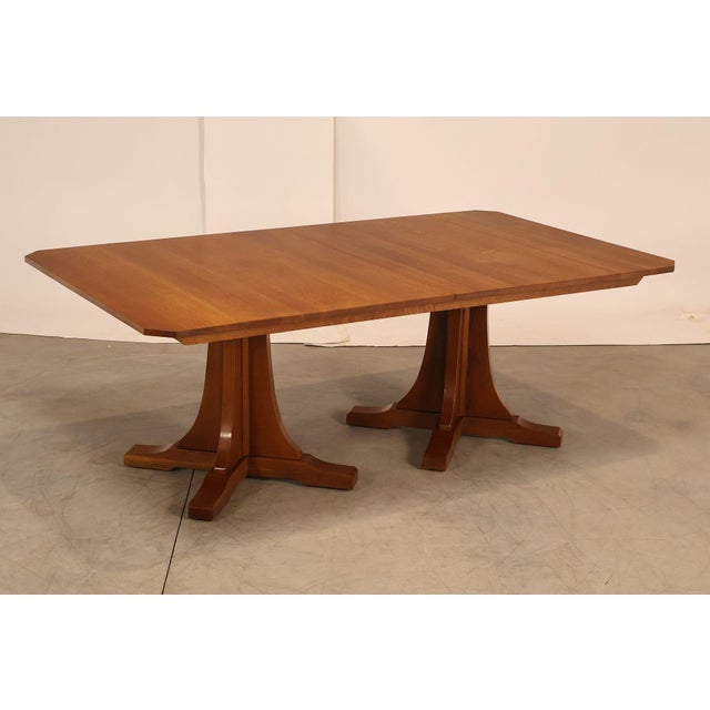 High Quality American Made Oak Rectangular Top Expandable Dining Table Mounted on Double Pedestal Base, Includes Three...
