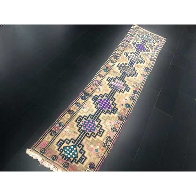 Boho Chic Vintage Turkish Handmade Wool Anatolian Runner Rug For Sale - Image 3 of 11