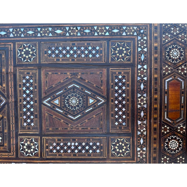 Early 20th Century Marquetry Inlay With Mother of Pearl Folding Game Table For Sale - Image 17 of 18