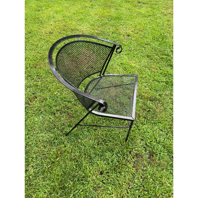 1970s Vintage Wrought Iron Patio Table & 4 Barrel Chairs For Sale - Image 5 of 7