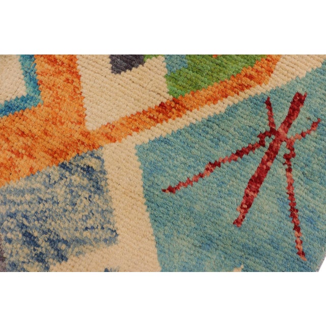 Shabby Chic Balochi Beige/Blue Wool Rug - 3'6''x5'1'' For Sale In New York - Image 6 of 11