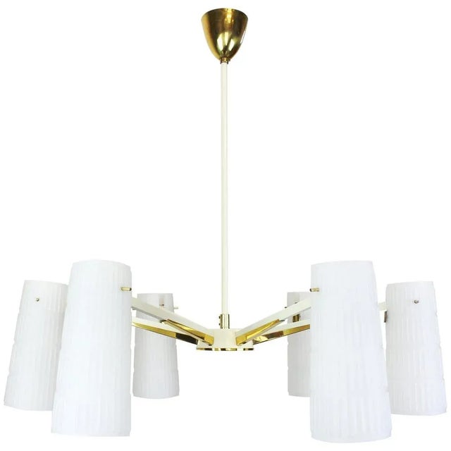 Large Italian Glass Sunburst Chandelier from Stilnovo, 1950s For Sale - Image 7 of 7