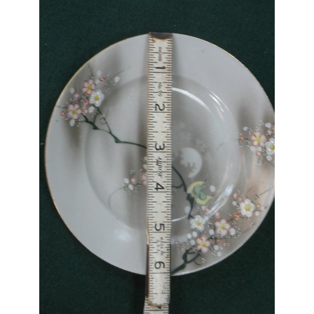 Dessert Plate Satsuma Antique Japanese Bird Moon &Tree Hand Painted For Sale - Image 6 of 7