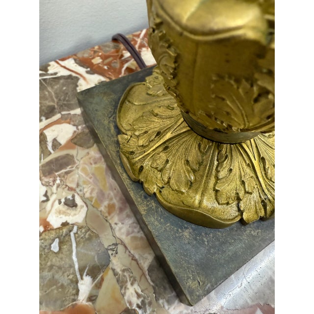 Pair of Neoclassical Revival Winged Victory Figural Lamps, Bronze Doré, 20th Century For Sale - Image 9 of 10