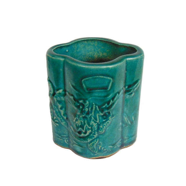 2020s Glazed Pottery Dragon Vase Planter 5.5"h For Sale - Image 5 of 7