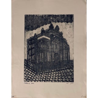 Dora Szampanier, Etching of destroyed synagogue - Lodz, Poland For Sale