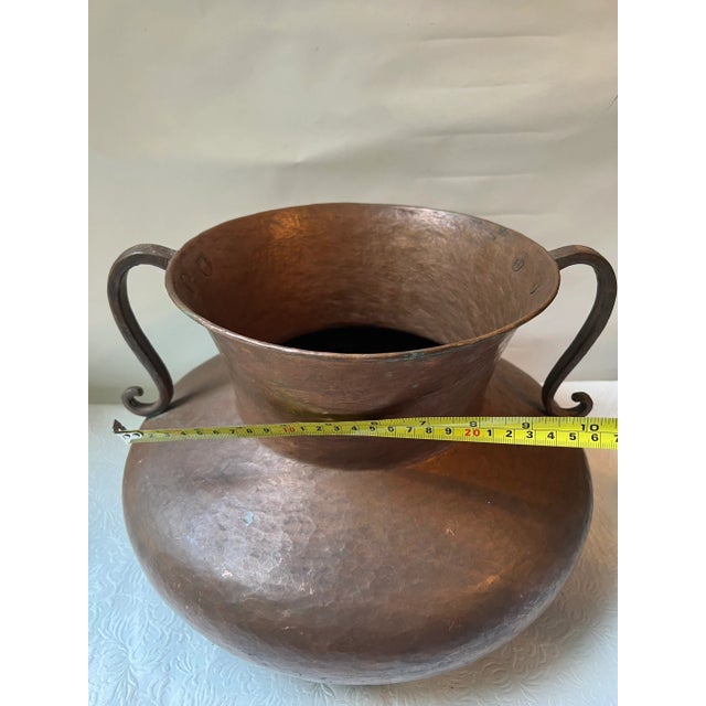Large Late 19th Century Antique Hammered Copper Pot. With two handles and hand hammered surface. Wonderful craftsmanship....