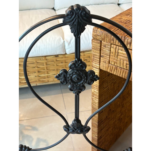 Beautiful French wrought iron garden bench stool. This can be used indoors, outdoors, patio. This has been professionally...