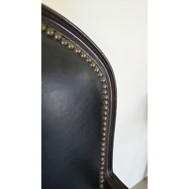 1970s French Louis XV Style Leather Fauteuil Arm Chairs With Leather Upholstery, 2 Pieces For Sale - Image 9 of 9