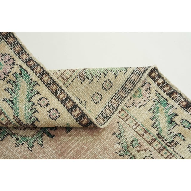 1970s Vintage Turkish Handmade Wool Cotton Beige Area Rug For Sale - Image 10 of 13