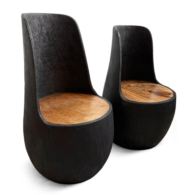 Black Vintage Organic Modern Coconut Palm Chair For Sale - Image 8 of 8