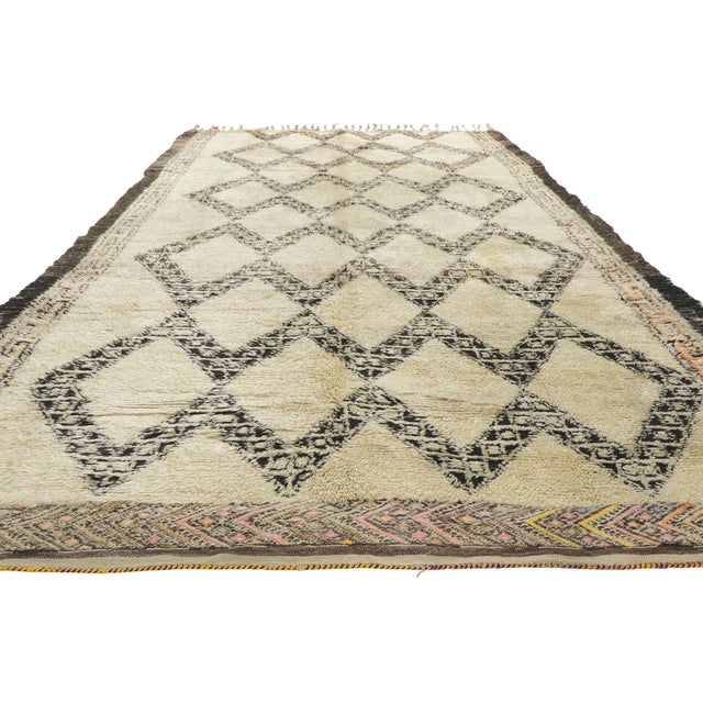 Mid-Century Modern Vintage Moroccan Beni Ourain Rug, 06'05 X 10'10 For Sale - Image 3 of 10