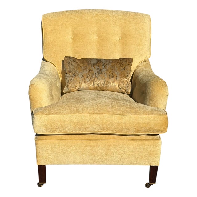 George Smith Beige Velvet Upholstered Roll Arm Club Chair W Rubelli Back & Pillow - 1 of 2 For Sale