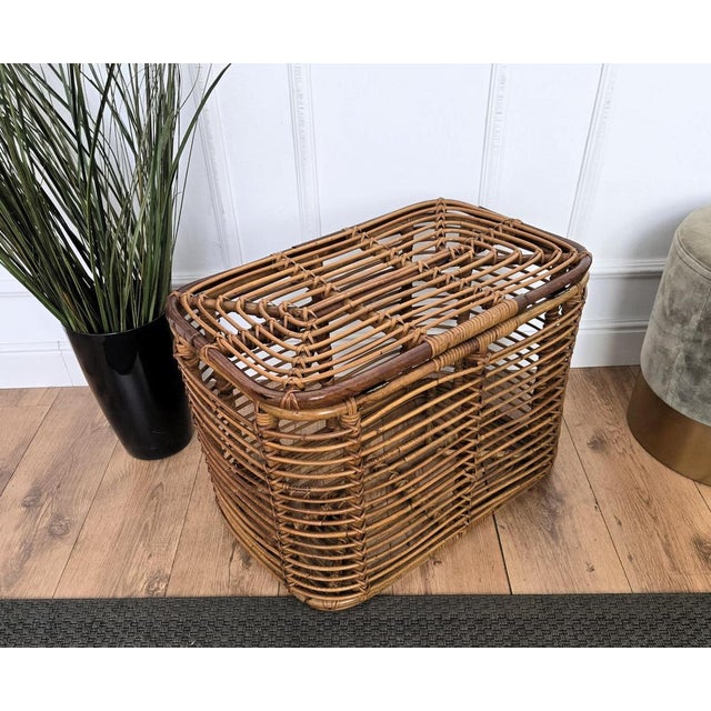 Italian Bohemian Riviera Bamboo and Rattan Basket, 1960s For Sale - Image 10 of 11