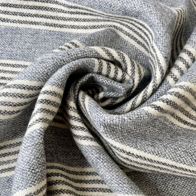 Ralph Lauren “Fawkes Woolen Stripe” designer upholstery fabric in the Loam colorway. A sophisticated Italian woven stripe...