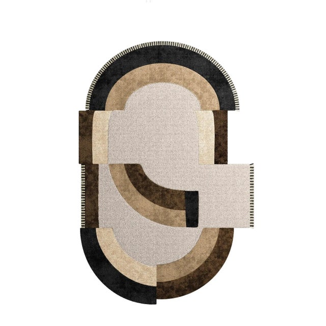 Mid-Century Modern #060 Brown and Beige Rug by Tapis Studio for Hommés Studio For Sale - Image 3 of 3