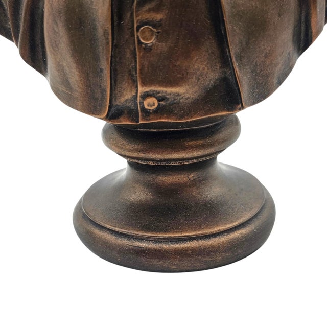 Thomas Jefferson Bronze Finish Portrait Bust Sculpture, 7.5", Dated 2003 For Sale - Image 12 of 14