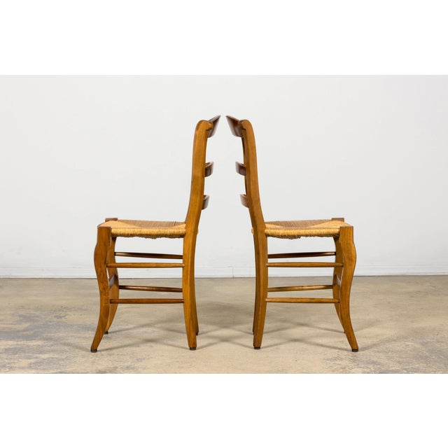 Set of 12 French Louis Philippe Style Walnut Dining Chairs With Rush Seats For Sale - Image 12 of 18