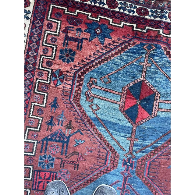 Vintage Village Life Woven Throughout Shiraz Rug 4.6 x 6.9 For Sale - Image 12 of 14