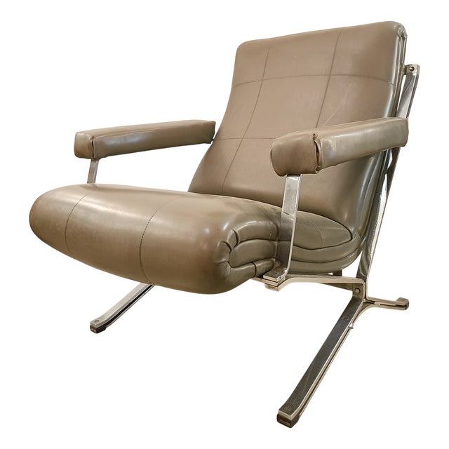 Vintage Metal and Skai Armchair, 1970s For Sale