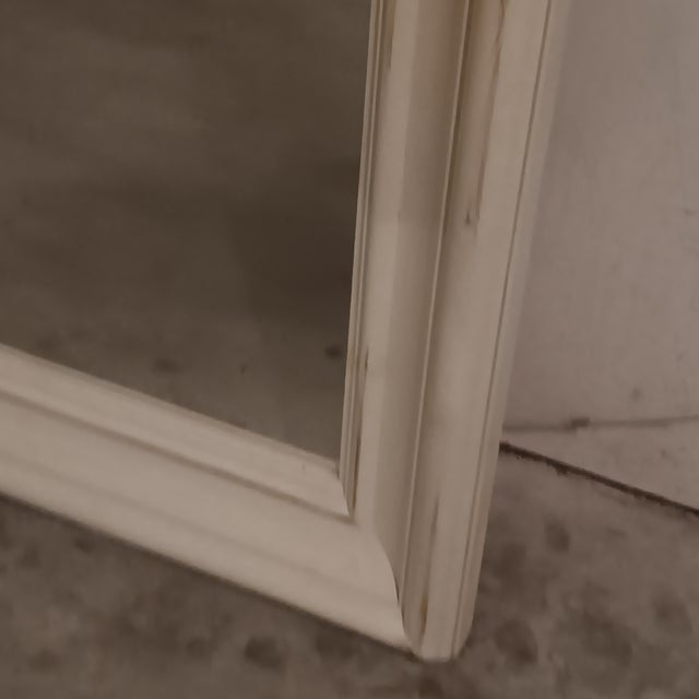 Vintage Antique White Solid Wood Framed Mirror With Natural Knotting Grain. For Sale - Image 10 of 14