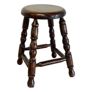 Vintage Turned Wood Stool For Sale