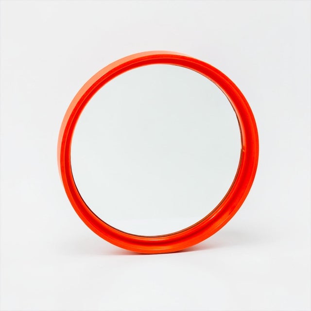 1970s French Space Age Orange Wall Mirror from Gilac, 1970s For Sale - Image 5 of 13