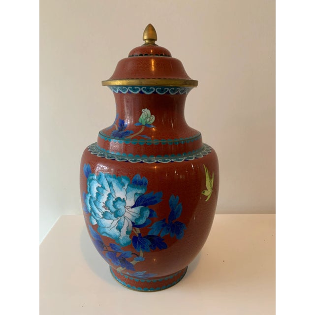Chinese Antique Chinese Cloisonne Chalice Urn For Sale - Image 3 of 12
