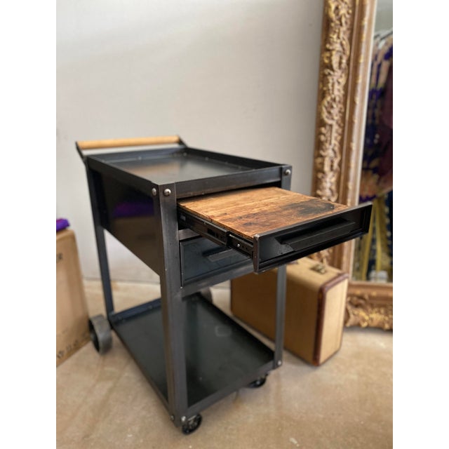 Here is your touch of Modern Industrial yet so SpeakEasy....This amazing Steel industrial bar-beverage cart holds a...