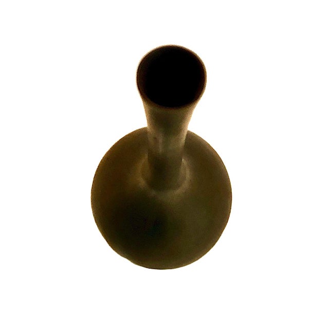 Antique Japanese Bronze “Crane Neck” Ikebana Vase For Sale - Image 4 of 6
