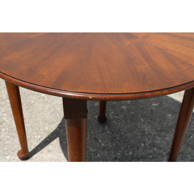 1970s Henredon Demilune Flip Top Burl Walnut Starburst Top Console Sofa Occasional Table For Sale In Cincinnati - Image 6 of 12