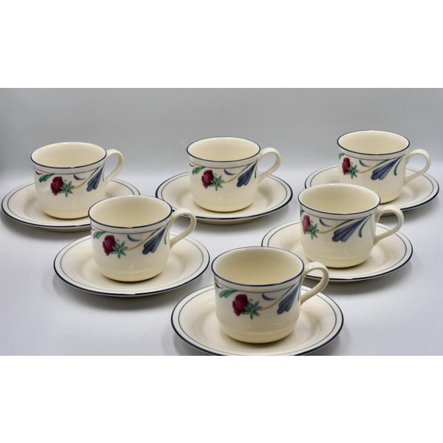 Coffee or Tea Flat Cup & Saucer Poppies On Blue by LENOX 12pc Set Elevate your tea or coffee experience with this charming...