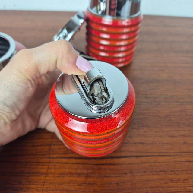 Red Art Deco Ceramic Smoking Set from Erhard & Söhne, 1960s, Set of 3 For Sale - Image 8 of 13