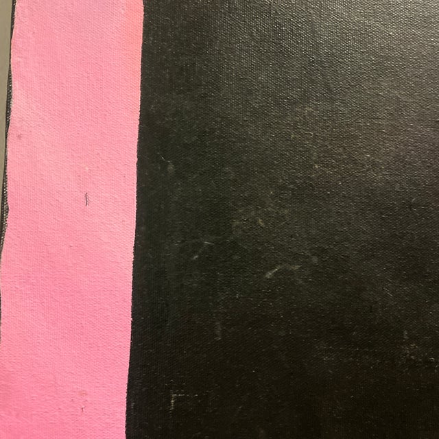 Black Mid Century Modern Abstract Portrait Painting Pink Black Face Original Art Vintage, Unknown Artist For Sale - Image 8 of 11