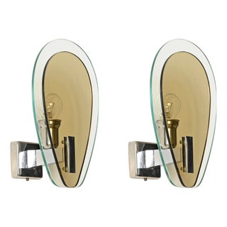 Veca Wall Sconces in Smoked Bronze Glass and Chrome, Italy, 1970s, Set of 2 For Sale
