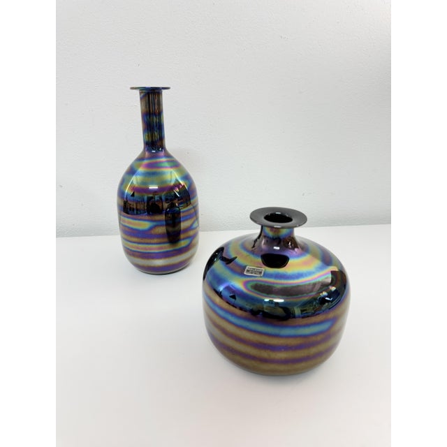 1960s Iridescent Murano Glass Vases by Nason & Moretti, 1960, Set of 2 For Sale - Image 5 of 11