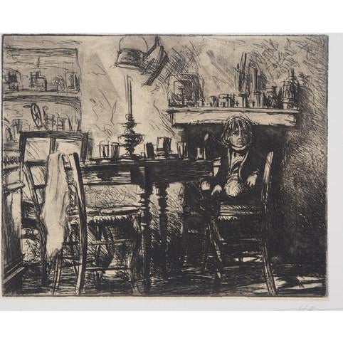 Jean Michel Mathieux-Marie, Waiting for Dinner, Original Etching For Sale