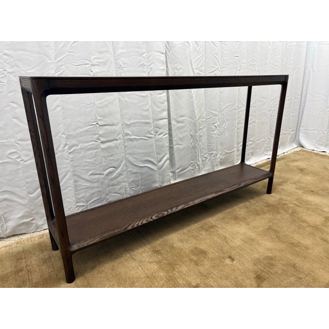 Contemporary Restoration Hardware Padua Console Table – 60” Brown Oak Finish For Sale - Image 3 of 14