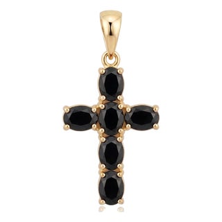 Black Onyx Cross Pendant | Minimalist Black Gemstone Cross Charm | Dainty Cross Minimalist Stackable Pendant For Sale