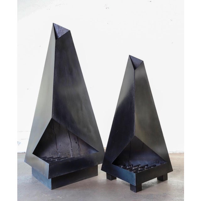 Brown Modern Steel Fire Pit Chiminea Outdoor Fireplace For Sale - Image 8 of 14
