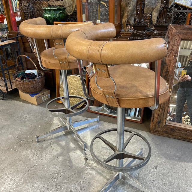 1970s Vintage Daystrom Furniture Company Swivel Bar Stools a Pair