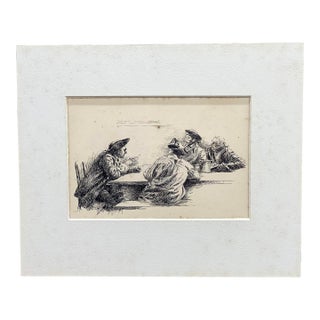 Anton Otto Fischer Nautical Pen and Ink Book Illustration For Sale