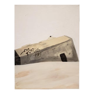 Contemporary Painting of Beach Bunker Ruin by Lionel Lamy For Sale