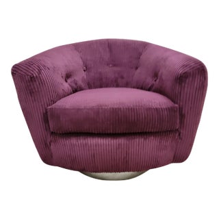 Preview Furniture Postmodern Burgundy Wide Whale Swivel Chair For Sale