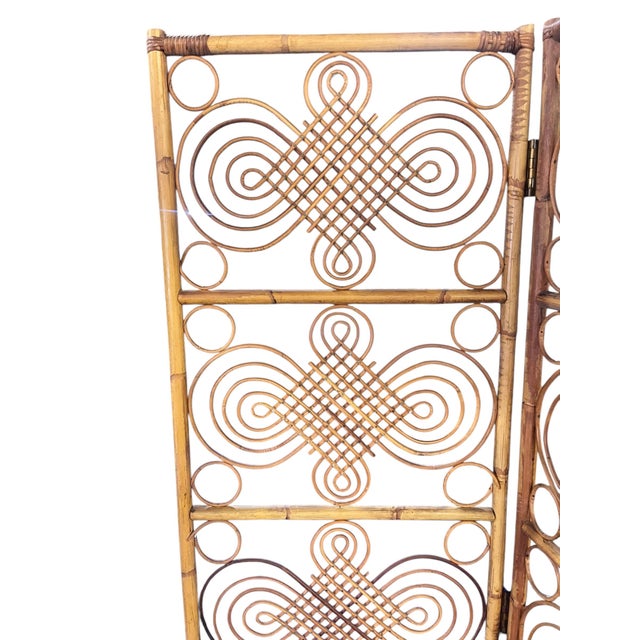 Sand 1970s French Riviera 3-Panel Folding Screen / Room Divider For Sale - Image 8 of 10