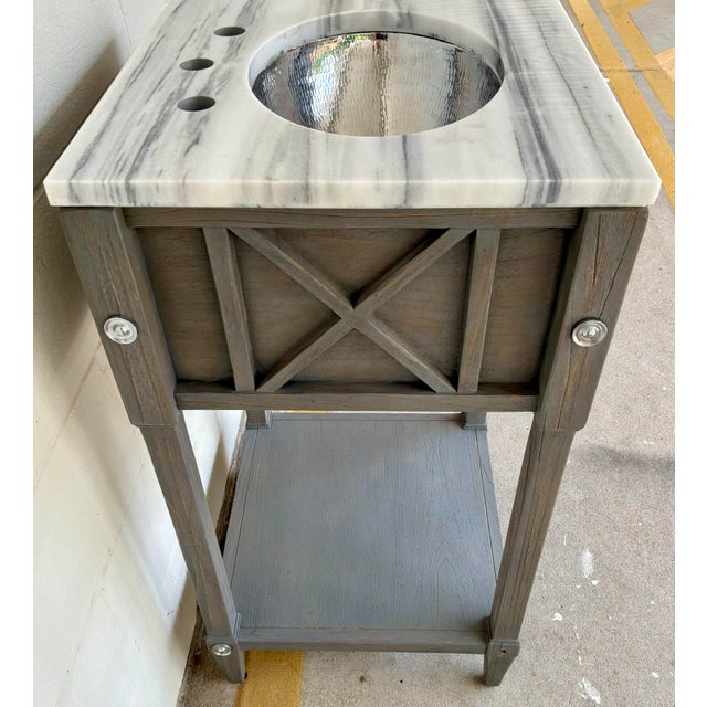 Ambella Home Modern Gray Wood and Marble Spindle Vanity For Sale In Atlanta - Image 6 of 6