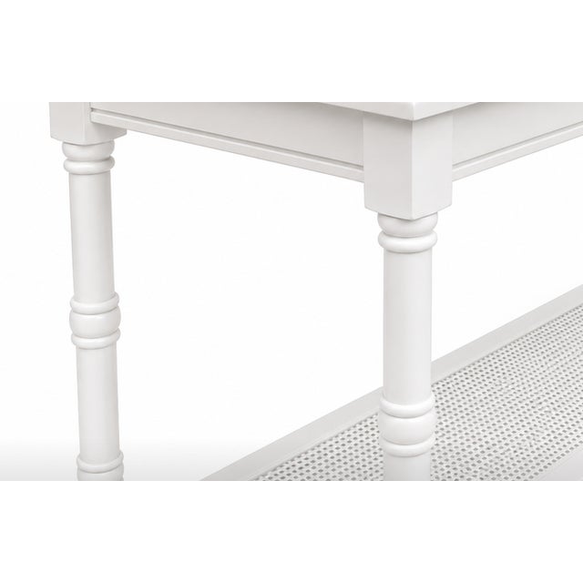 Traditional White Console Table With Glass Top For Sale In West Palm - Image 6 of 6